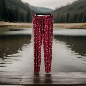 Echo Festive Zebra Notch Pajama Pants Only Red Elastic Drawstring Waist